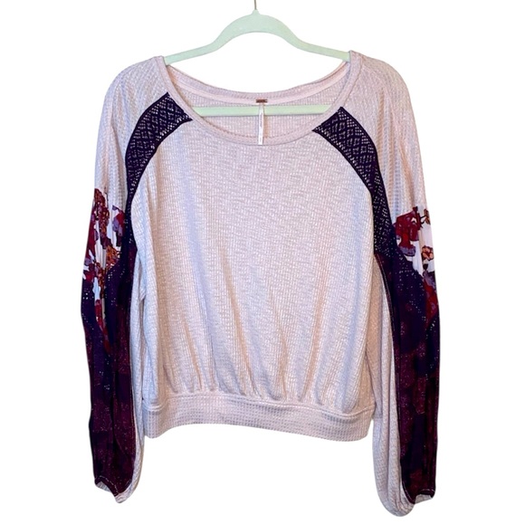 Free People Pink/Purple Oversized Floral Top, Size Small - Picture 1 of 6